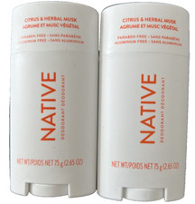 2 PACK Native Deodorant Citrus  Herbal Musk Aluminum Free 2.65 oz each