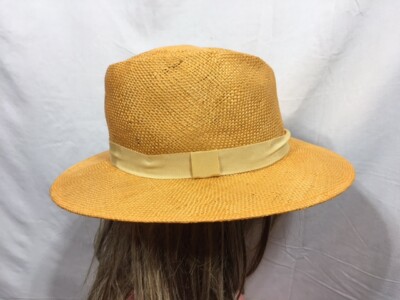 Eugenia Kim Blaine Straw Fedora in Yellow Eugenia Kim M1513 Womens Orange Woven Blaine Fedora Hat One  main image 2