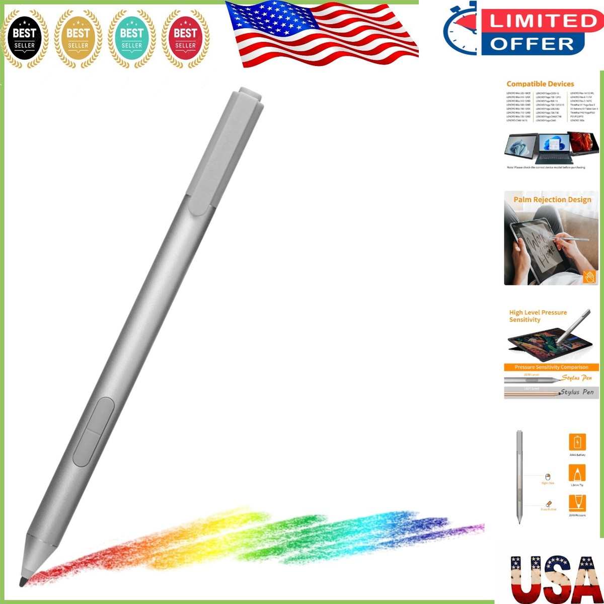 Palm Rejection Pen For Lenovo Yoga 730 Active Touch Digital Pen