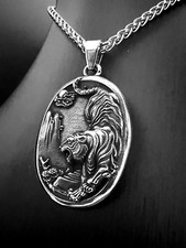 Berg Tiger Tier Jäger Anhänger Edelstahl Sternzeichen Halskette Medaillon K208B