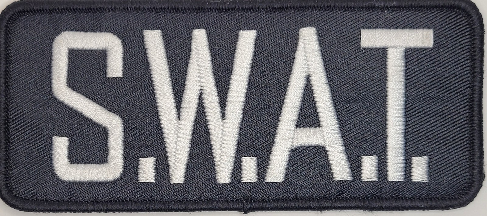 S.W.A.T. Embroidered Silver Black Back Patch Panel 5x2 Velcro Large