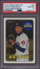 2018 Topps Heritage 58 Justin Verlander 100th Anniversary 25 Made  PSA 10  Pop 1