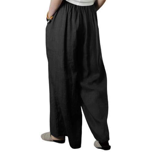 Womens Solid Loose Wide Legs Loose Pants Ladies Lace Up Beach Summer Trouser Gym - Picture 16 of 34