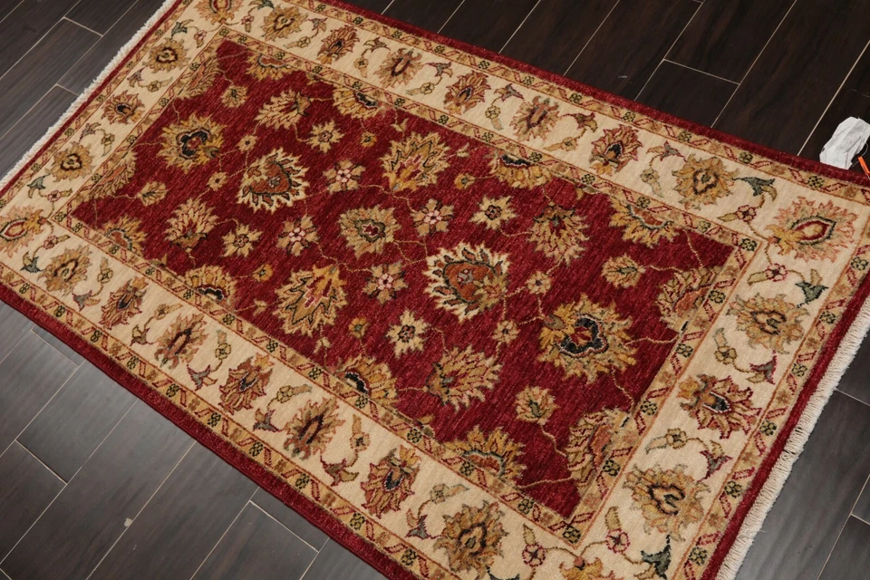 3' x 5' Hand Knotted 100% Wool Agra Traditional Oriental Area Rug Rusty Red 3x5 - Image 2 of 4
