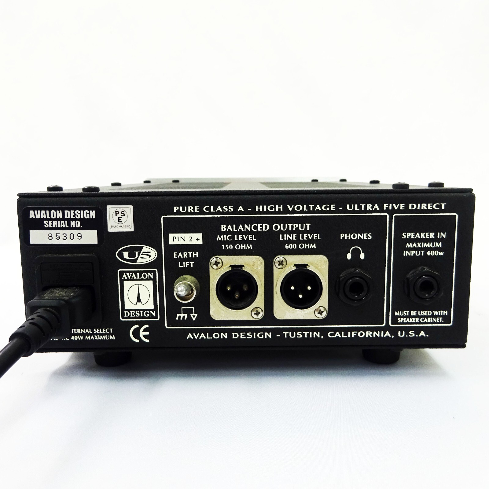 AVALON DESIGN U5 High Voltage DI Preamp Direct Box Silver Dynamic 