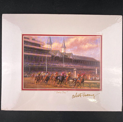 Derby Day Celeste Susany Signed Horse Racing Artist Print 8''x10'' Size New Sealed