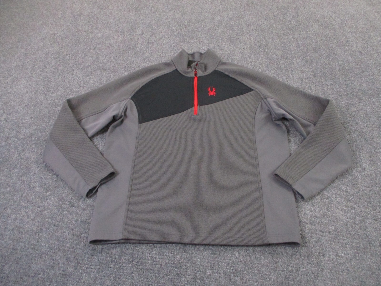 Spyder Jacket Mens L Gray Hiking Logo Outdoors Sweater Grid Heavy Coat Camping