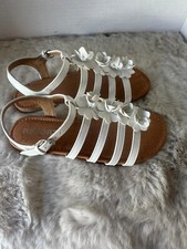 Report Carmenia Girls Gladiator Sandals Size 3 White Floral Applique Boho Summer