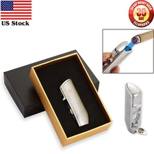 Windproof Metal Cigar Lighter Punch 3 Jet Flame Torch Refillable Pocket Gift Box
