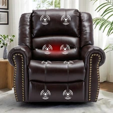360° Swivel Rocker Recliner with Heat & Massage Manual Recliner Chair w/ Armrest