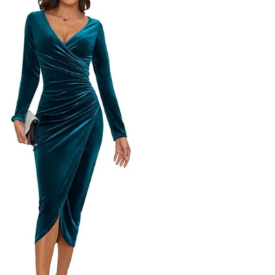CYiNu V-Neck Wrap Velvet L/S Elegant Bodycon Ruched Maxi Dress, Peacock Blue, SM | eBay CYiNu V-Neck Wrap Velvet L/S Elegant Bodycon Ruched Maxi Dress, Peacock Blue, SM | eBay
