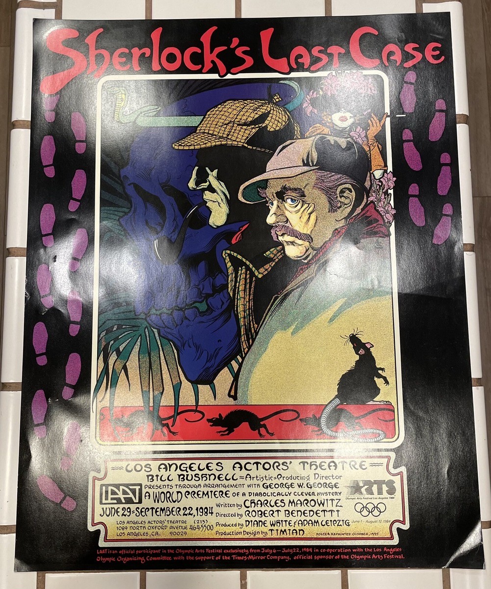 Sherlock Holmes Poster 1984 Los Angeles Actors Theatre Sherlock’s Last Case  Rare