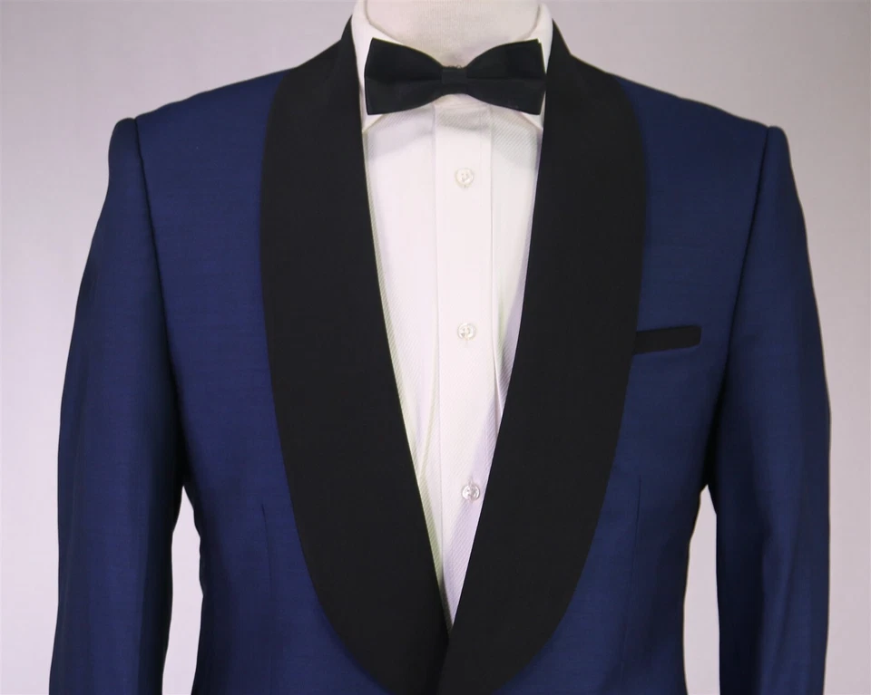 Traje formal de esmoquin Sahil Aneja personalizado a medida azul real solapa 1 btn 40R Foto 3 de 4