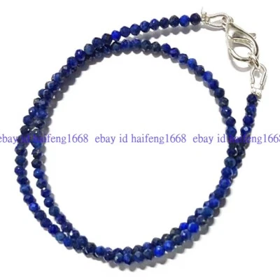 Echte 3mm Natürlich Blau Lapislazuli Rund Edelstein Perlen Halskette 40-90cm - Bild 1 von 4