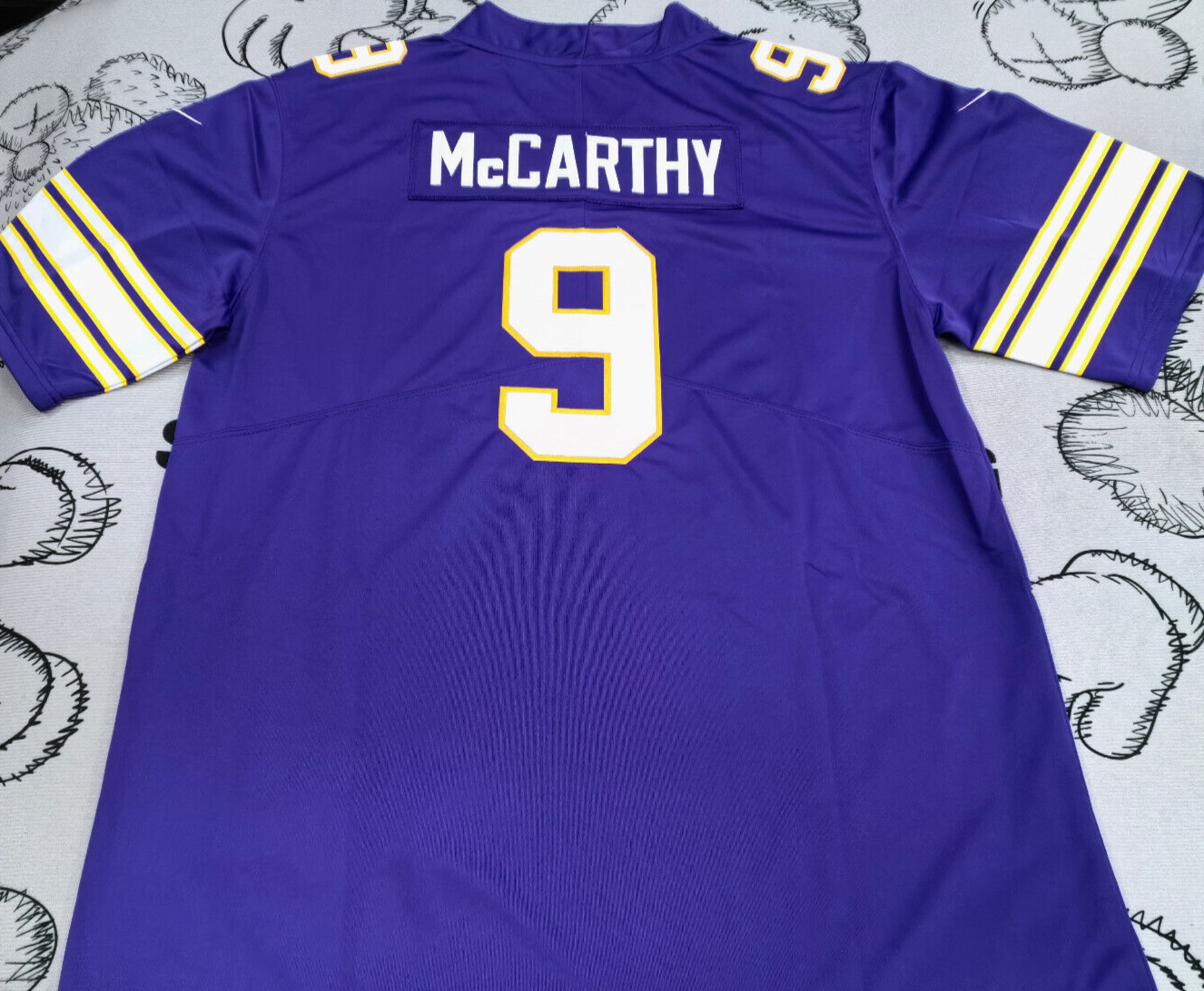 XL J.J. McCarthy #9 Minnesota Vikings Vapor Purple Throwback Jersey