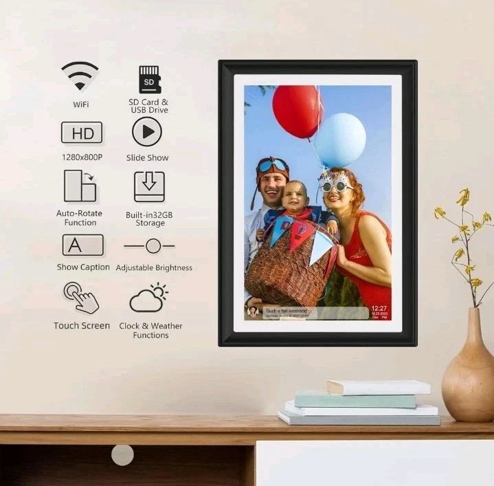 Digital Picture Frame 32GB 10.1 Inch WiFi 1280x800 IPS HD Touchscreen USB SD  - Image 2 of 4