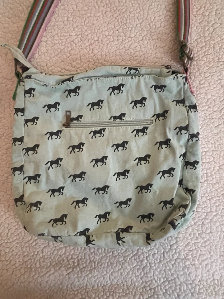Bolso de hombro ecuestre Miss Lulu verde aguamarina caballos Foto 2 de 4
