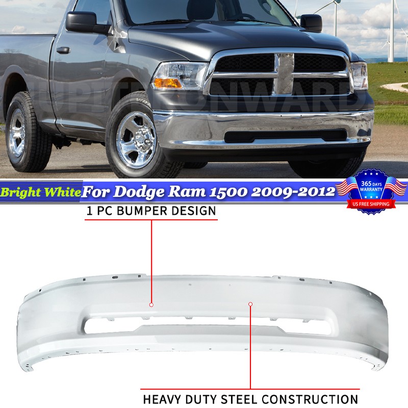 Bright White PW7 GW7 Steel Front Bumper Face Bar For Dodge Ram 1500 2009-12