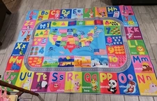 World Map ABC Kid Rug for Playroom 7'× 5' Geography Classroom Play Rug 