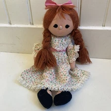 Vintage 1981 Dakin Rag Doll Auburn Yarn Hair Cloth