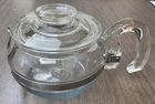 Vintage PYREX Flameware 6 Cup Glass Teapot Kettle Coffee Pot 8336 Blue Tint