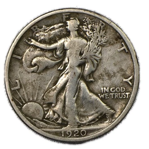 1920-D Denver Walking Liberty Silver Half 50c Very Fine VF+ Details