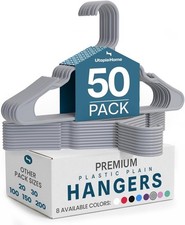 Plastic Hangers Space Saving with Shoulder Grooves Grey