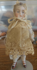 Antique Germany 4 1/2" All Bisque Doll with Great Outfit