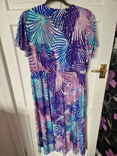 Nina Leonard White Multicoloured Dress With Split On Left Leg Size Xl - Picture 4 of 5