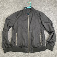 AllSaints Bassett Bomber Jacket Mens Medium Black Full Zip MJ006R Lightweight