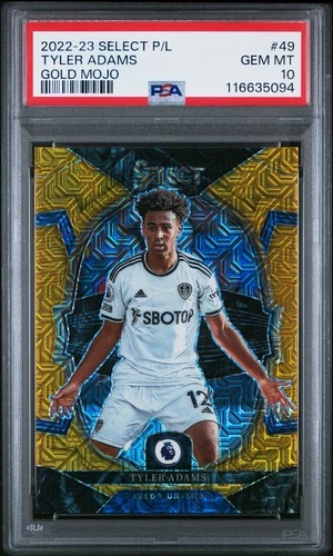 Tyler Adams 2022-23 Panini Select Premier League EPL Gold Mojo Prizm /10 PSA 10