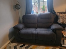 Luxury 2 Seater Sorentinio Grey Fabric Manual Recliner Sofa Used