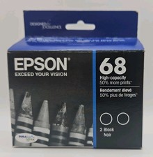 Original Genuine Epson 68 T06812D2 High Capacity Ink Cartridge 2-Pack Black 9/20