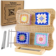 Crochet Blocking Board with 20 Pegs, Granny Square Blocking Board with Engrav...