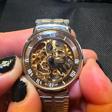 1978 Caravelle by Bulova N8 Skeleton Mechanical Watch Roman Dial Speidel USA
