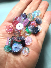 50 Flower Beads Small Hibiscus Mix Coloured Bead Floral Craft Supplies Jewelry 