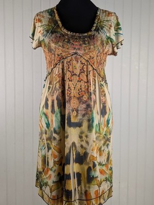 Unity World Wear Patterned Short Sleeve Dress Size Large
