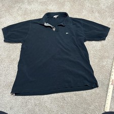 Burberry London Polo Shirt Mens Large Blue Nova Check Collar UK Short Sleeve