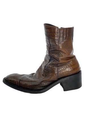 Alfredo Bannister Boots 40 Brw Leather 50910030 Side Zip Crocodile