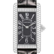 Cartier Tank Americaine Large White Gold Diamond Ladies Watch WB705131