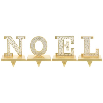 Stocking Holders for Mantle   Gold Christmas Stocking Holder 4pc N O E L   St...