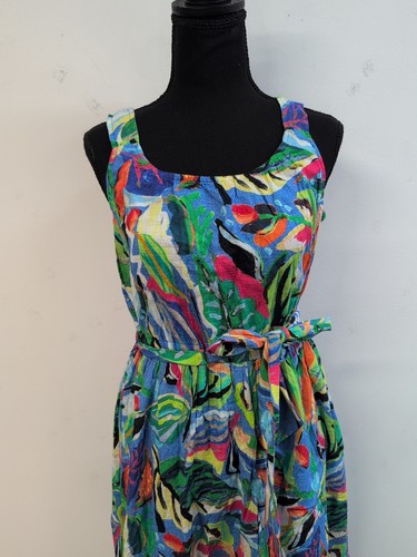 NIC+ZOE Island Beat Sophie Scoop Neck Fit & Flare Dress Size L Blue Multi - Picture 2 of 10