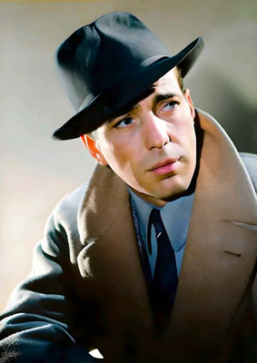 Humphrey Bogart Actor Hat Coat Portrait Photo Photograph Art Print Colorized