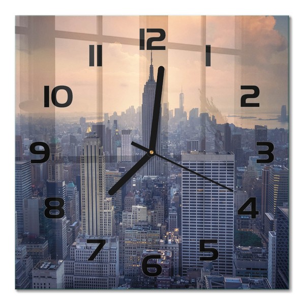 Glasuhr Glas-Wanduhr Aus Glas Manhattan New York Schwarze Zeiger 30X30 Cm-image