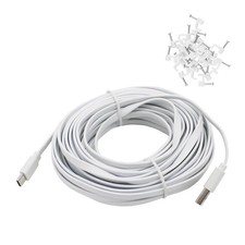 PDEEY 25 ft USB C Cable for CCTV WiFi Security Camera, Type-C Extension White