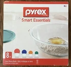 2012 NEW 8 PC Pyrex Smart Essentials Glass Mixing Bowl Set 4 Bowls & 4 Lids