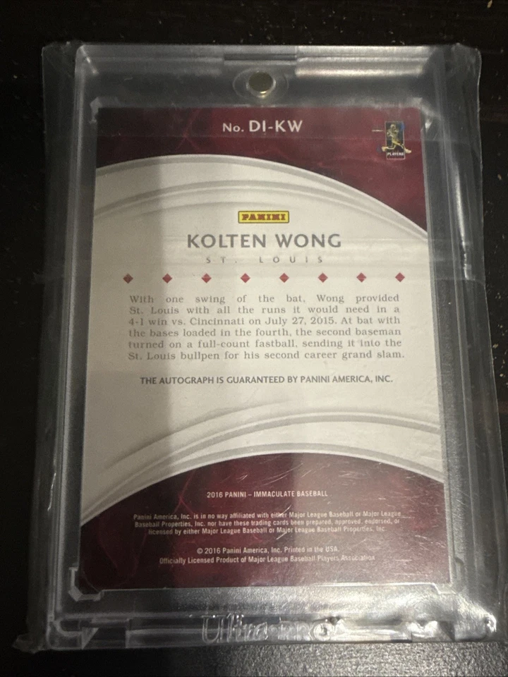 2016 Panini Immaculate Collection - Inscrições de diamante Kolten Wong #DI-KW /99 - Imagem 2 de 2