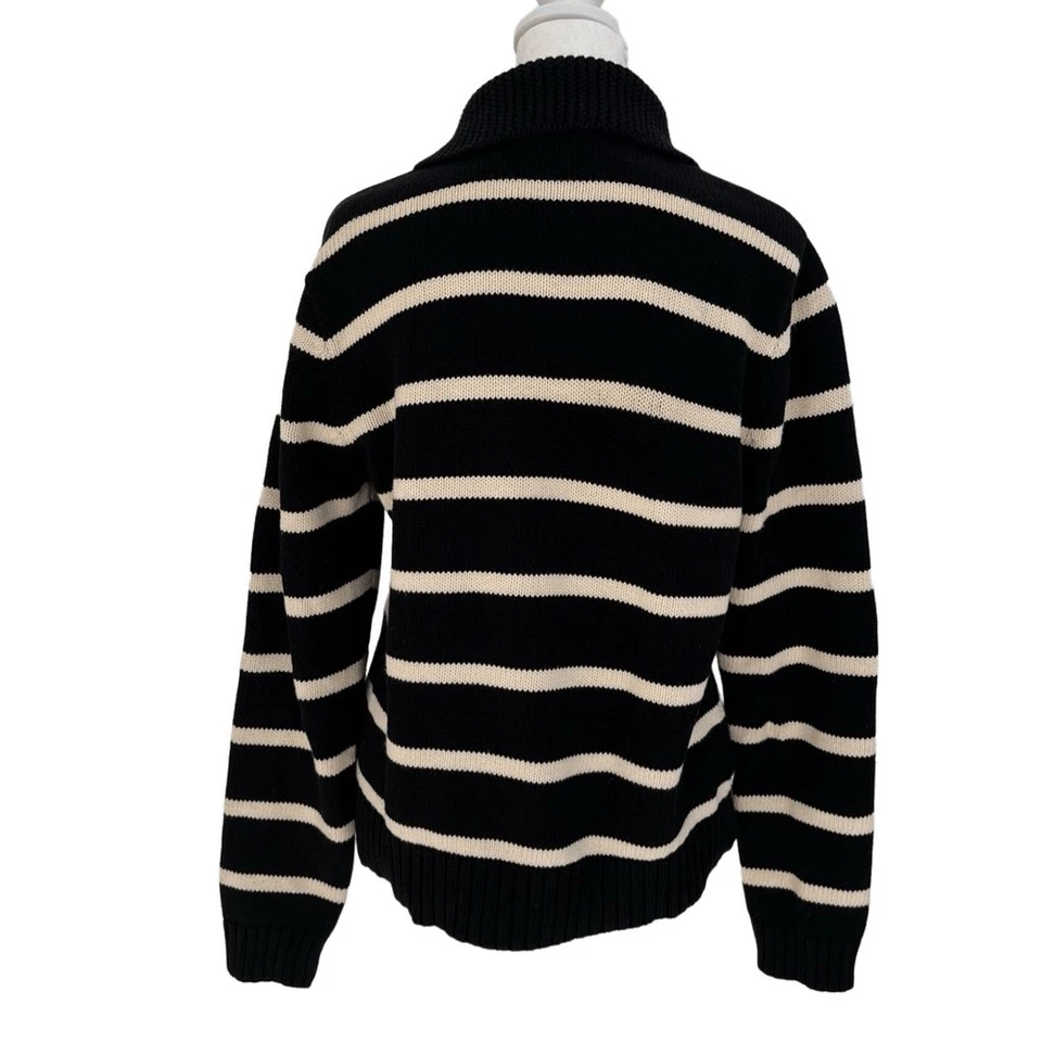 Lauren Jeans Company Ralph Lauren 100% algodón suéter a rayas con hebilla cuello talla L Foto 3 de 4