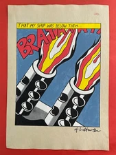 Roy Lichtenstein (Handmade) Drawing On Old Paper signed and stamped