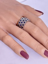 Blue Sapphire Sterling Silver Band Ring - September Birthstone